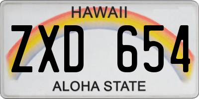 HI license plate ZXD654