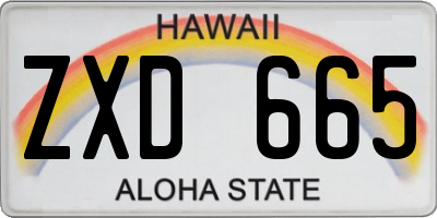 HI license plate ZXD665