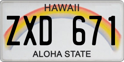 HI license plate ZXD671