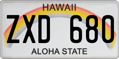 HI license plate ZXD680
