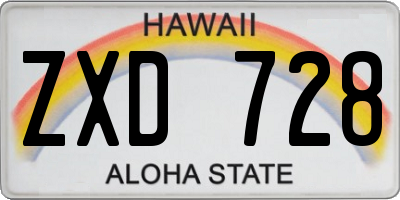 HI license plate ZXD728