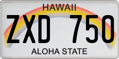 HI license plate ZXD750