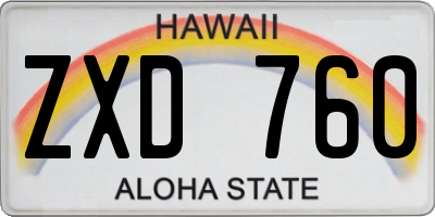 HI license plate ZXD760