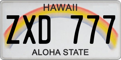 HI license plate ZXD777