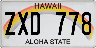 HI license plate ZXD778