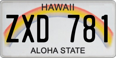 HI license plate ZXD781