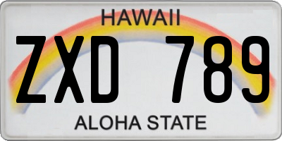 HI license plate ZXD789