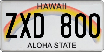 HI license plate ZXD800