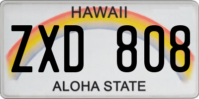 HI license plate ZXD808