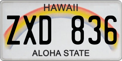 HI license plate ZXD836