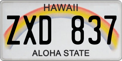 HI license plate ZXD837