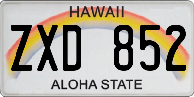 HI license plate ZXD852