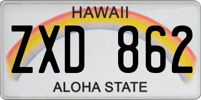 HI license plate ZXD862