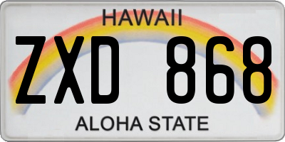 HI license plate ZXD868