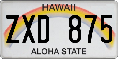 HI license plate ZXD875