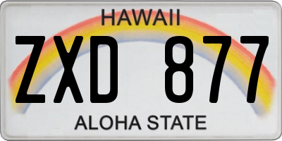HI license plate ZXD877