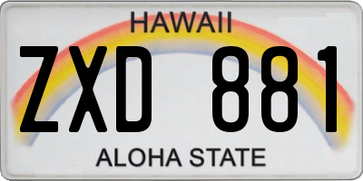HI license plate ZXD881
