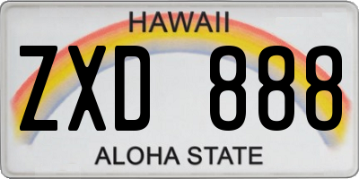 HI license plate ZXD888