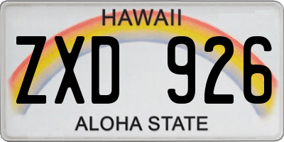 HI license plate ZXD926