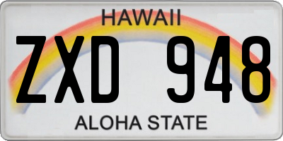 HI license plate ZXD948