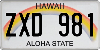 HI license plate ZXD981