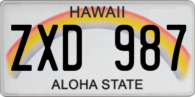 HI license plate ZXD987