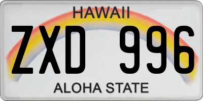HI license plate ZXD996