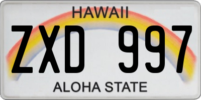 HI license plate ZXD997