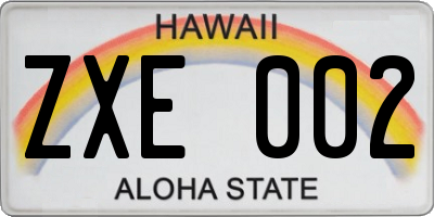 HI license plate ZXE002