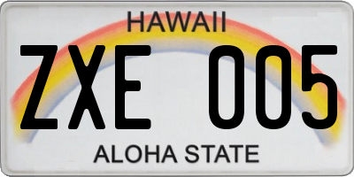 HI license plate ZXE005