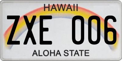 HI license plate ZXE006