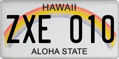 HI license plate ZXE010