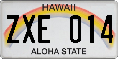 HI license plate ZXE014