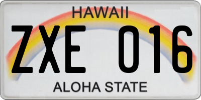 HI license plate ZXE016