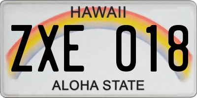 HI license plate ZXE018
