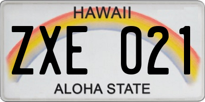 HI license plate ZXE021