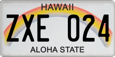 HI license plate ZXE024