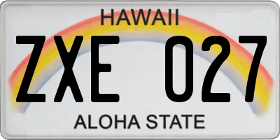 HI license plate ZXE027