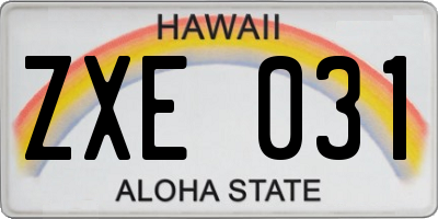 HI license plate ZXE031