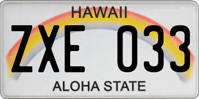 HI license plate ZXE033