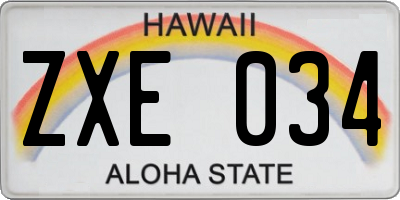 HI license plate ZXE034