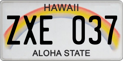 HI license plate ZXE037