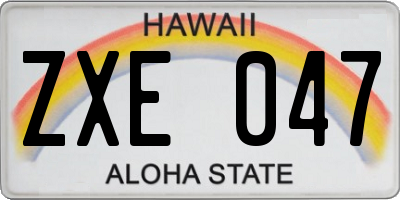 HI license plate ZXE047