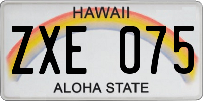 HI license plate ZXE075