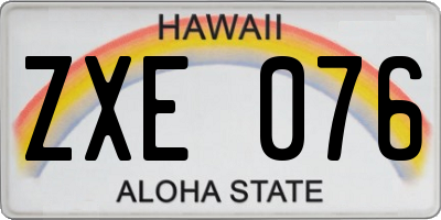 HI license plate ZXE076