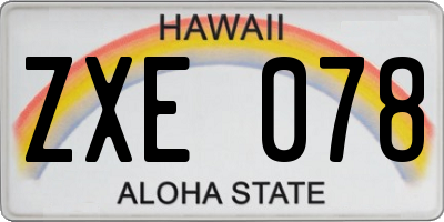 HI license plate ZXE078