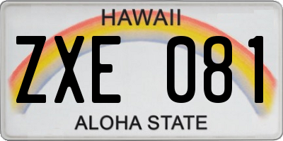 HI license plate ZXE081