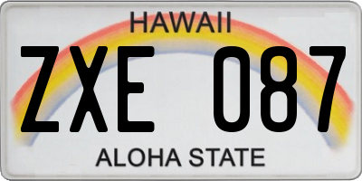 HI license plate ZXE087