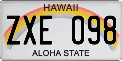 HI license plate ZXE098