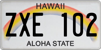 HI license plate ZXE102